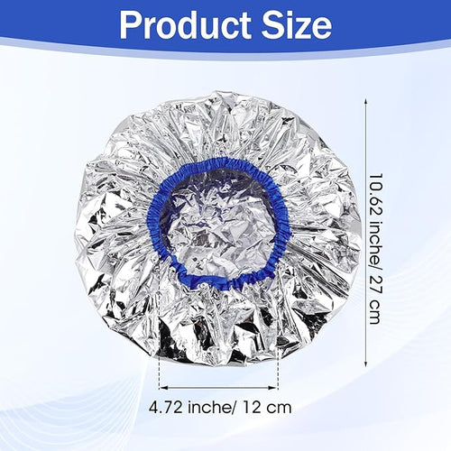 4PCS Aluminum Foil Heat Cap for Deep Conditioning, Waterproof Dustproof Thickened Shower Caps Reusable Heat Cap Processing Caps for Home and Salon Use, Hair Dyeing and Hot Oil Treatment Tools