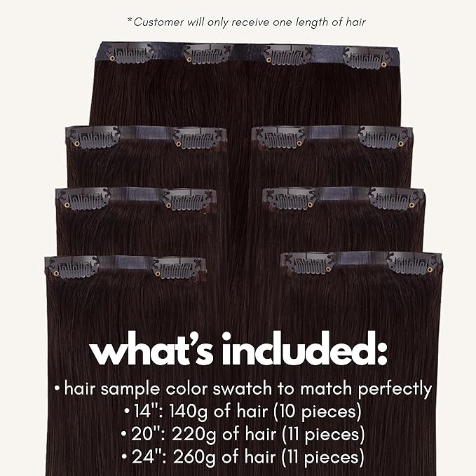 Irresistible Me Real Human Hair Extensions Clip Ins – 100% Human Hair Clip In Extensions for Length & Volume – Invisible Extension – Heat Resistant & Dyeable – Chocolate Brown, 24 Inches