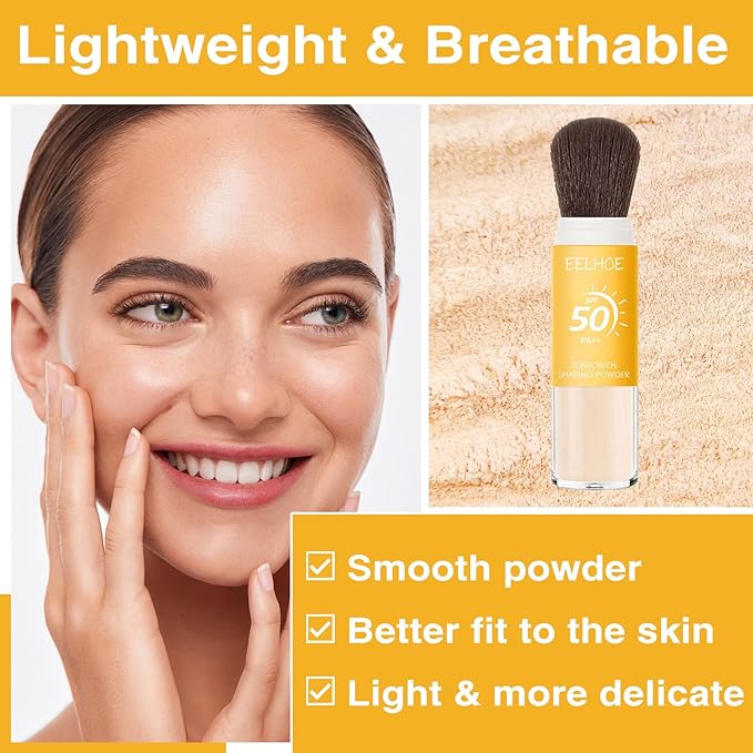 Mineral Sunscreen Setting Powder, SPF 50, Translucent Mineral Brush Powder, Long-Lasting Lightweight Breathable, Natural Matte Finish, Oil Control for All Skin Types