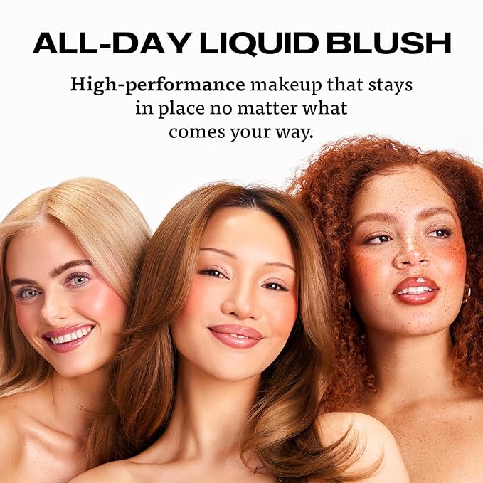 Sacheu Cheek STAY-N Liquid Blush for Cheeks — High Pigment, Buildable, Lightweight Cream Blush Infused With Squalane, for Dewy & Radiant Flushed Cheeks — Long-lasting & Cruelty Free, I'm Flirty