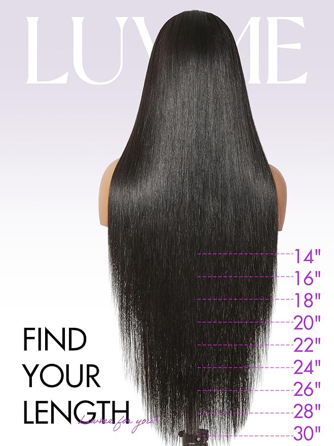LUVME HAIR All-Day Comfort 100% Human Hair 5x5 Lace Front Wigs Glueless Straight Wig Human Hair Pre Plucked Pre Cut Long Black Wig Lace Closure Wigs Frontal Wigs