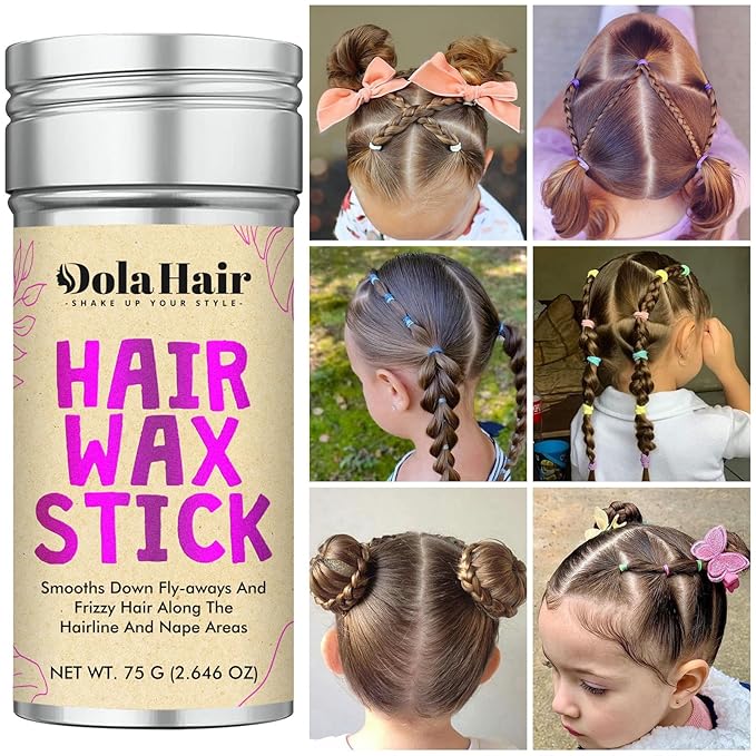 Dolahair Hair Wax Stick - Flyaway Control and Styling Pomade for Kids, Women, and Men - Hair Bun Maker and Accessorie stocking stuffers for teen girls (1 Pack of Wax)