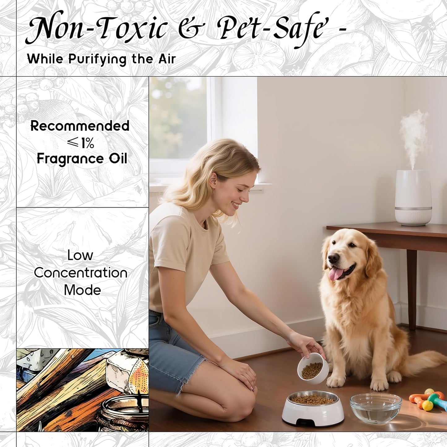 HIQILI Sandalwood Fragrance Oil for Home Diffuser, Luxury Hotel Scent, Perfect for DIY Candle & Soap Making, Add to Body Lotion - 1 Fl Oz