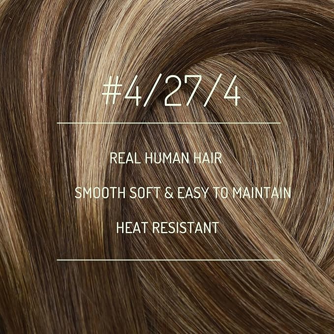 RUNATURE Balayage Clip in Hair Extensions Real Human Hair, Long Hair Extensions Clip Ins, Human Hair Clip in Extensions 24 Inch, Remy Natural Hair Tangle Free, 135g 7pcs #4/27/4 Brown Root to Blonde