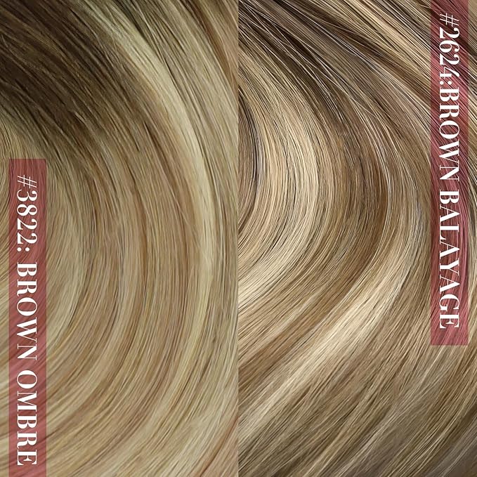 YoungSee Clip in Hair Extensions Human Hair Brown Ombre Clip in Human Hair Extensions Walnut Roots to Light Brown with Blonde Clip in Extensions Ease of Use 18Inch 7Pcs 120G