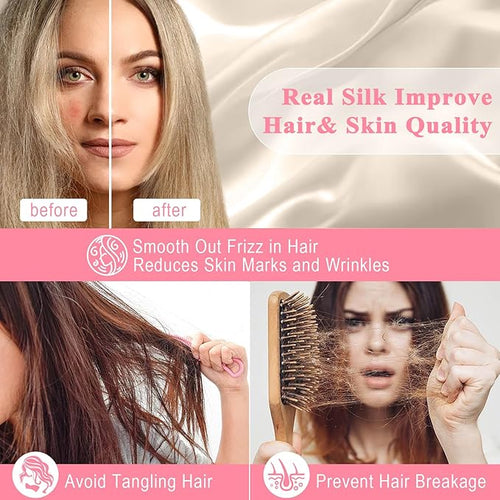 100% Pure Silk Pillowcase 2 Pack for Hair and Skin, Both Sides 23 Momme Grade 6A+ Mulberry Silk Pillowcases with Hidden Zipper, Soft&Smooth Cooling Pillow Cases (Buff Beige, Queen 20x30)