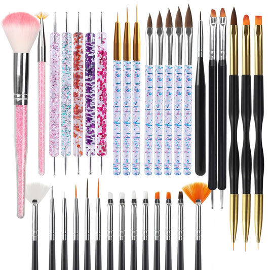 Artdone 35pcs Nail Art Pens brushes,Nail Art Tool Set,Nail Dotting Tools,Nail Dust Brush,Striping Nail Art Brushes for Long Lines,Nail Drawing Pen For Nail Design