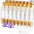 ULG 24-Pack Essential Oil Roller Bottles 10ml, Empty Bottles with Stainless Steel Roller Balls and Waterproof Labels, Clear Roller Balls For Essential Oils