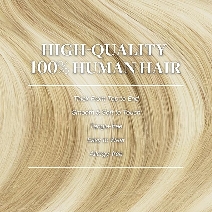 GOO GOO Clip in Hair Extensions Real Human Hair, Remy Human Hair Extensions Clip ins for Women, Natural Human Hair, 24inch 170g 7Pcs, #18D/22F Dirty Blonde Highlights