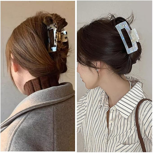 2 Pack Hair Claw Clips for Women Tortoise Shell Large Claw Hair Clips for Thin to Thick Hair Rectangle Hair Jaw clips