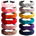 VELSCRUN Knotted Headbands - Pink, Red, Brown, Gray Velvet Wide Top Knot Hair Accessories for Women and Girls