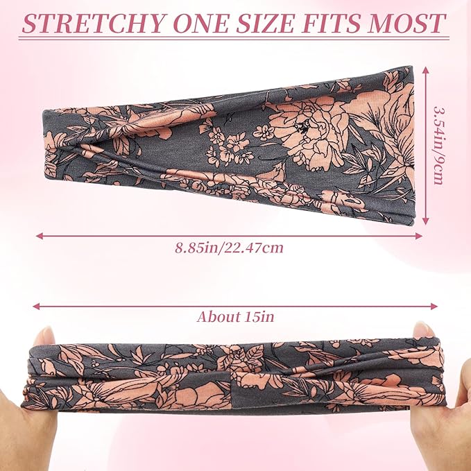 Boho Headbands for Women, 6 Pack Wide Non-Slip Stretchy Hair Bands for Yoga, Workout, Running, Fashion Hair Accessories for Women's Hair（Shape 1）