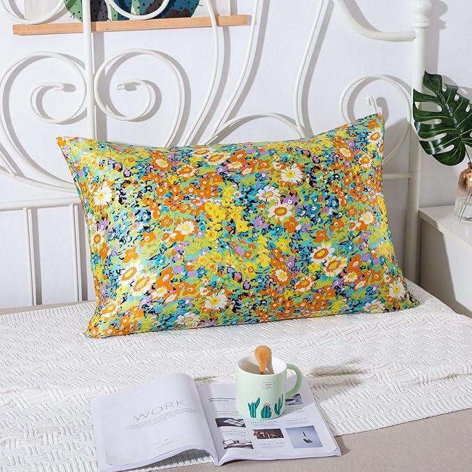SLPBABY Silk Pillowcase for Hair and Skin with Hidden Zipper Print (Queen, Pattern14)