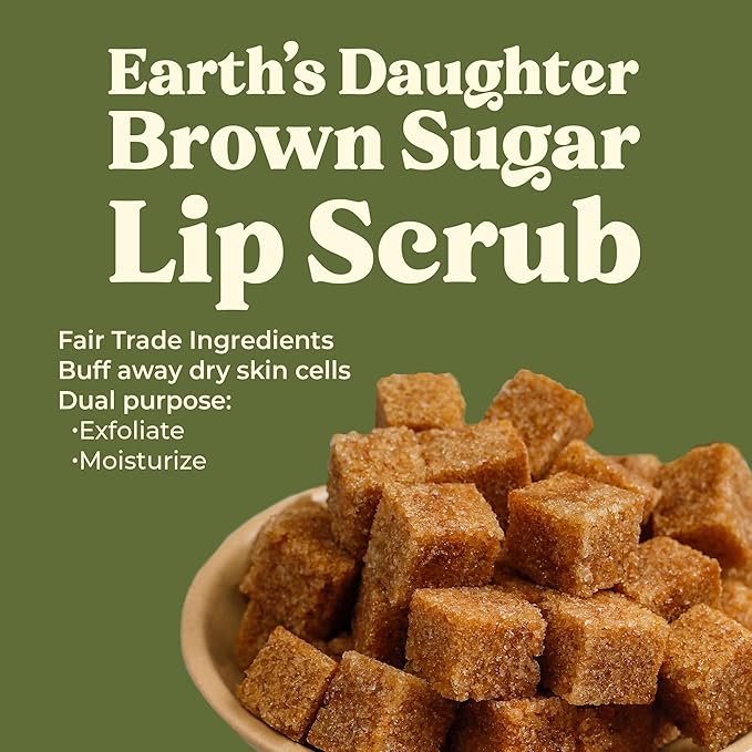 Organic Brown Sugar Lip Scrub – 0.7oz – USDA Organic Lip Exfoliator Scrub for Dry Lips - Fair Trade, Brown Sugar, Jojoba Oil, Beeswax, Coconut Oil - Lip Scrubber Exfoliator For Lip Care