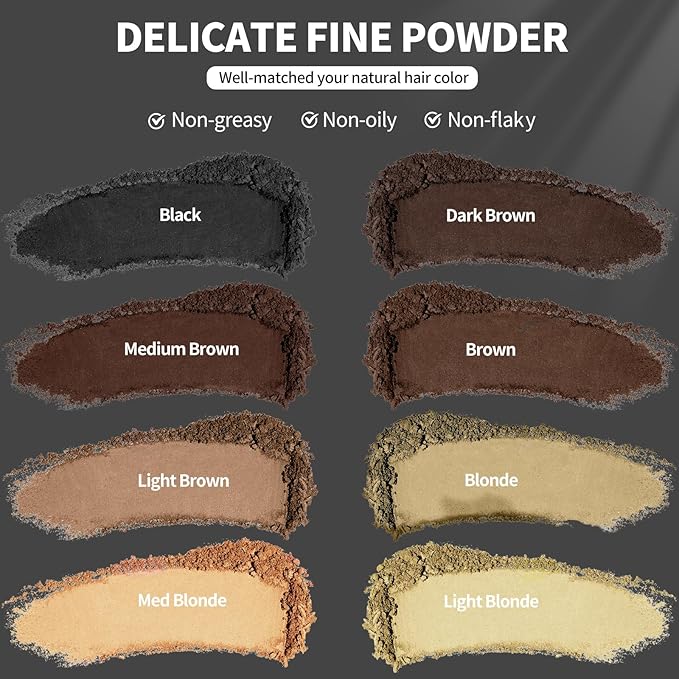 Hairline Powder 24H Stain-Proof, Root Touch Up Hair Color for Gray Coverage,Bald Spot Concealing Hair Shadow Powder for Women & Men,Natural-Looking (Black)