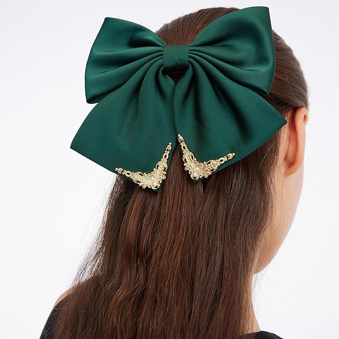 Vintage Palace Style Hair Barrette for women, SHE'S FREE STYLE JUST FOR YOU 14k Gold Plating Bow Hair Clip with Elegant Pearl, Retro Versailles Hair Accessories