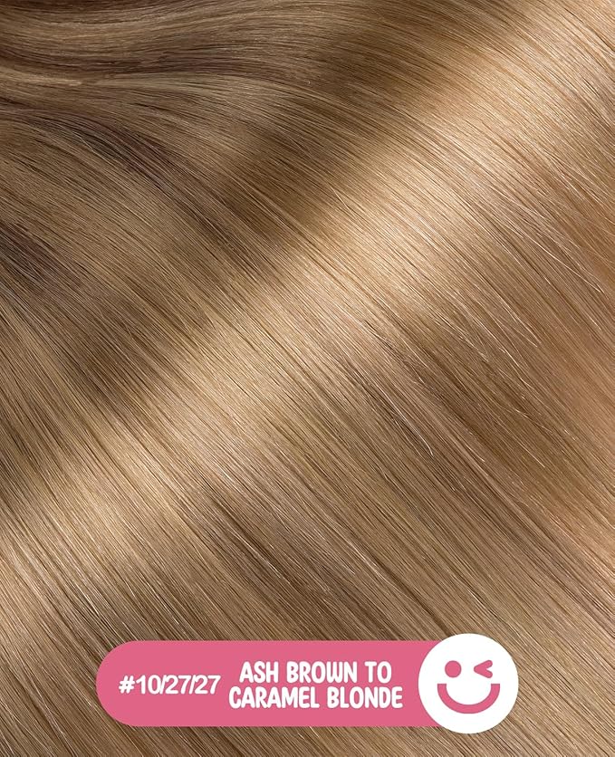 Youngsmile Injection Tape in Hair Extensions Human Hair Balayage #10/27/27 Golden Brown to Caramel Blonde 20pcs 30g 14 Inch Injected Tape in Hair Extensions Seamless Remy Human Hair (#10/27/27,14'')