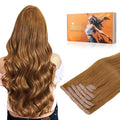 DOORES Seamless Clip-in Hair Extensions, Medium Auburn 18 Inch 130g 7pcs, Straight Natural Real Hair, Invisi Edge