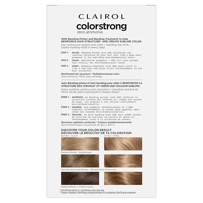 Clairol ColorStrong Permanent Zero Ammonia Hair Dye, 8.1 Medium Ash Blonde - Key West Hair Color, Pack of 1