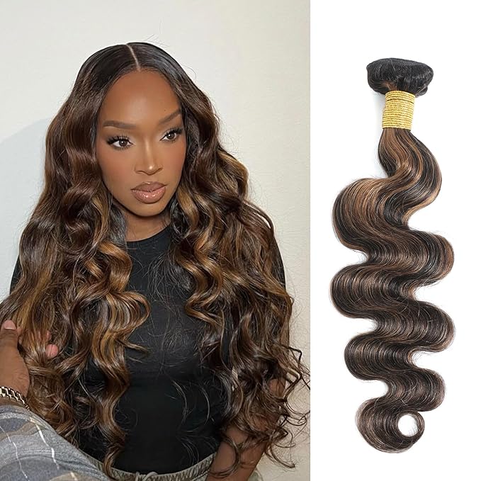 P1B/30 Body Wave Human Hair Bundles Highlight Brown Color Body Wave Bundle 100% Real Human Hair And True To Length 10 12 14 Inch 3 Pcs/Pack