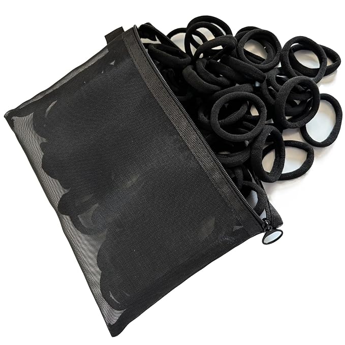 100 PCS Black Nylon Hair Ties for Women, Elastic Hair Bands No Damage for Thick,Seamless Ponytail Holders For Girls All Hair Types.