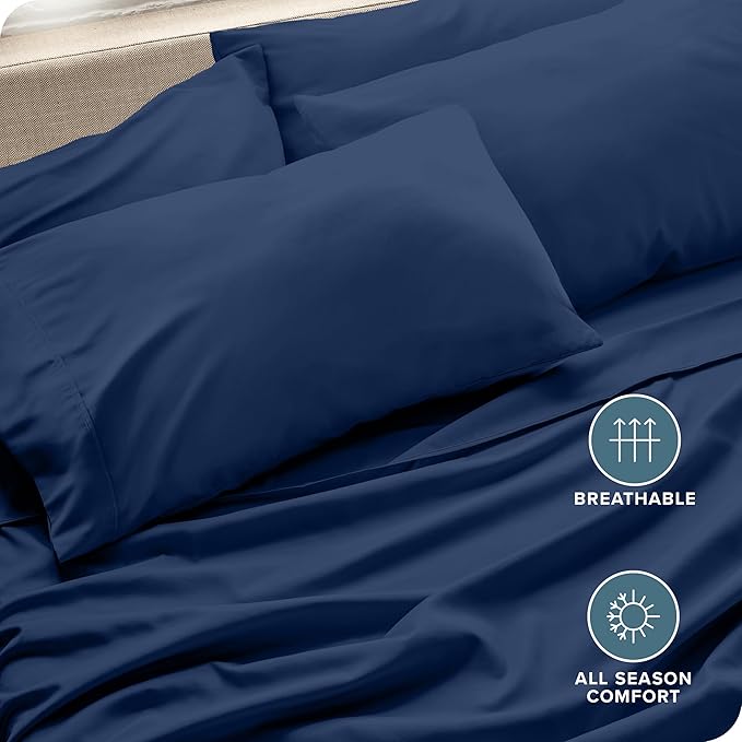 Bare Home Microfiber King Size Pillowcases - Dark Blue, 4 Pack, 20x40