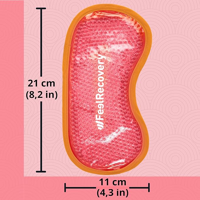 Cooling Gel Eye Mask for Puffy Eyes (8x4 in) - Reusable Cold Compress Pack for Dry Eyes, Tired Eyes, Headaches, Dark Circles - Flexible Golden Gel Beads Hot & Cold Therapy