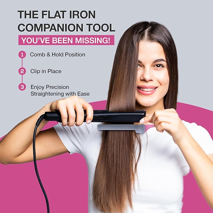 COLORBOW ColorBow Rat Tail Teasing Clip Comb (2 Pack) Hair Straightener Comb - Flat Iron Comb - Straightening Comb - Hair Coloring Pink / Gray