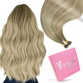 YoungSee Nano Ring Hair Extensions Human Hair Ombre Blonde Nano Extensions Human Hair Balayage Ash Blonde Ombre Platinum Blond Nanobead Hair Extension Ombre 16Inch 1g/s 50G 50S