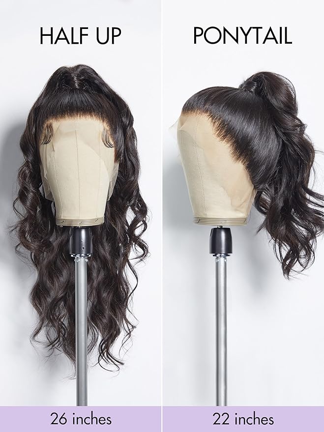 LUVME HAIR 22'' Loose Body Wave 360 Lace Frontal Wigs Human Hair Lace Glueless Human Hair Wig Pre Plucked Long Black Body Wave Wig