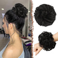 FESHFEN Messy Bun Hair Piece - Large Elastic Wavy Curly Hair Bun Scrunchies Ponytail Extensions Synthetic Chignon Hairpieces for Women, Black Brown 1.94oz