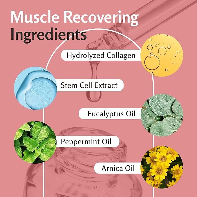 M3 Naturals Arnica Sore Muscle Massage Oil with Collagen, Stem Cells, and Menthol, Anti-Cellulite Therapy for Full Body, Fast-Absorbing Multipurpose Treatment