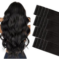 GOO GOO Invisi Edge Tape in Hair Extensions Human Hair, 1B Natural black 20pcs 16inch 50g, Virgin Remy Hair, Seamless Injected Tape, Natural Look