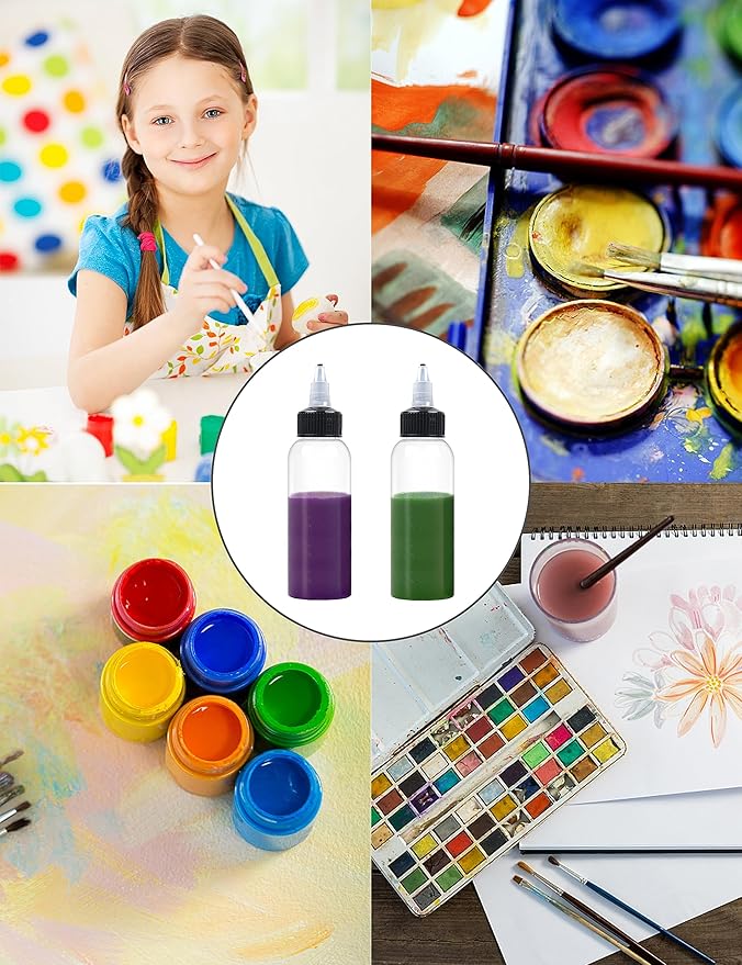 10 Pcs 2oz Plastic Squeeze Bottles with Twist Top Cap, 60ml Clear Dispensing Bottles, Empty Squirt Bottle for Liquids, Sauces, Arts, Crafts, Travel