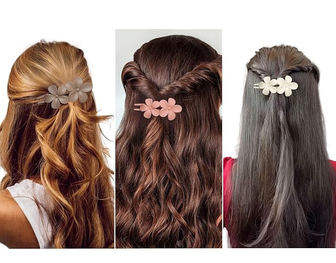 8 Pcs Flower Hair Claw Clips, Matte Flat Frangipani Hair Clips, Beach Tropical Party Strong Hold Jaw Hair Clips for Women Girls Thin Thick Curly Straight Hair Accessories (8 PCS Frangipani)
