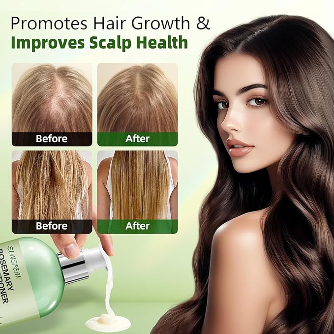 Rosemary Conditioner for Hair Growth: Thickening Moisturizing Conditioner for Men & Women with Mint Tea Tree Oil Biotin - Strengthening Formula for Anti-Hair Loss & Thinning Hair & Frizz-Control