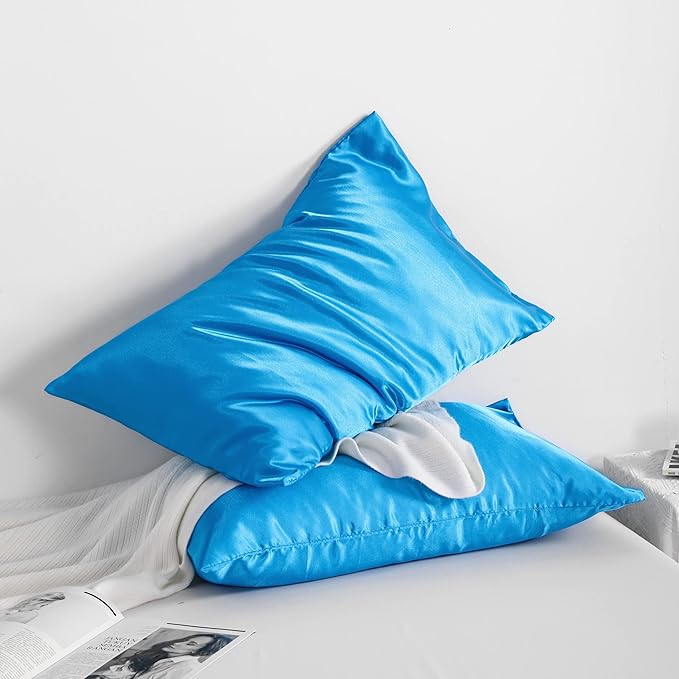 NTBAY 2 Pack Satin King Pillowcases for Hair and Skin, Luxurious and Silky Pillow Cases with Envelope Closure, 20x36 Inches, Royal Blue