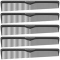 Styling Comb (5 Pack) | Professional 7 Inch Black Carbon Fiber Anti Static Chemical And Heat Resistant Comb For All Hair Types | Fine and Wide Tooth Combs For Men and Women | By Bardeau Essentials