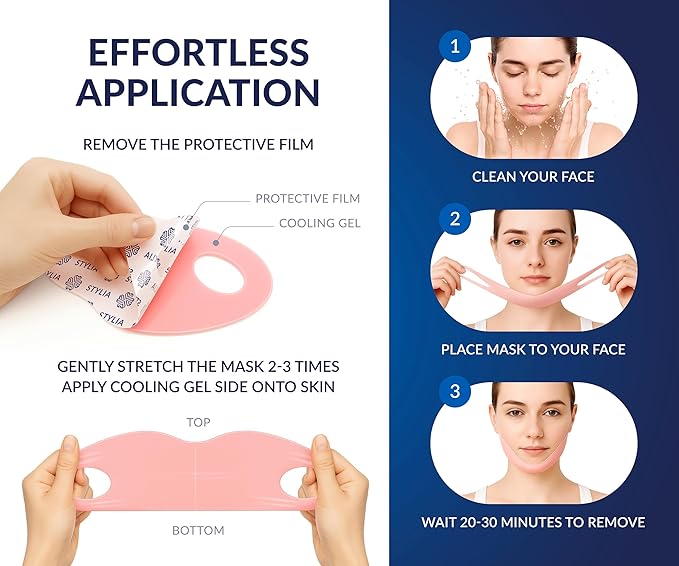Stylia V Line Lifting Collagen Face Mask - Double Chin Strap for Women - Jawline Shaper Face Lift Tape - Neck Lift Collagen Mask - Chin Strap for Sleeping - Hyaluronic Acid, Aloe Vera, Cica 20PC