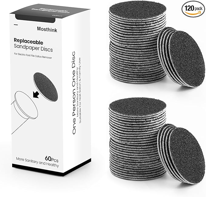 120pcs Replacement Sandpaper Refill Discs for Electric Foot File Callus Remover Tool for Men Women Dead Cracked Hard Skin (60 Grit+100 Grit)