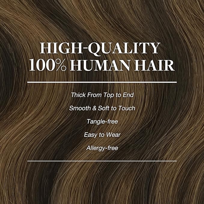 GOO GOO Clip in Hair Extensions Real Human Hair, Remy Human Hair Extensions Clip ins for Women, Natural Human Hair, 20inch 120g 7Pcs, 2/6/2 Balayage Dark Brown to Chestnut Brown
