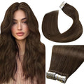 LaaVoo Tape in Hair Extensions Human Hair Medium Brown Hair Extensions Tape in Real Hair Tape on Extension Silky Straight Hair 14inch 40pcs 100g