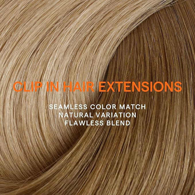 Full Shine Balayage Clip in Hair Extensions Human Hair Blonde Clip in Extensions Human Hair Light Brown to Blonde Remy Clip Hair Double Weft 7 Pcs 12 Inch