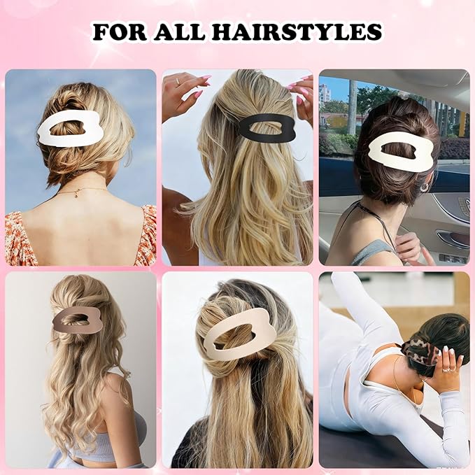 4 PCS Flat Hair Clips for Women, French Design Flat Hair Claw Clips, Strong Hold Matte Hair Barrettes for Women Thin Hair, Duck Billed Hair Clips for Daily Styling Christmas Gifts
