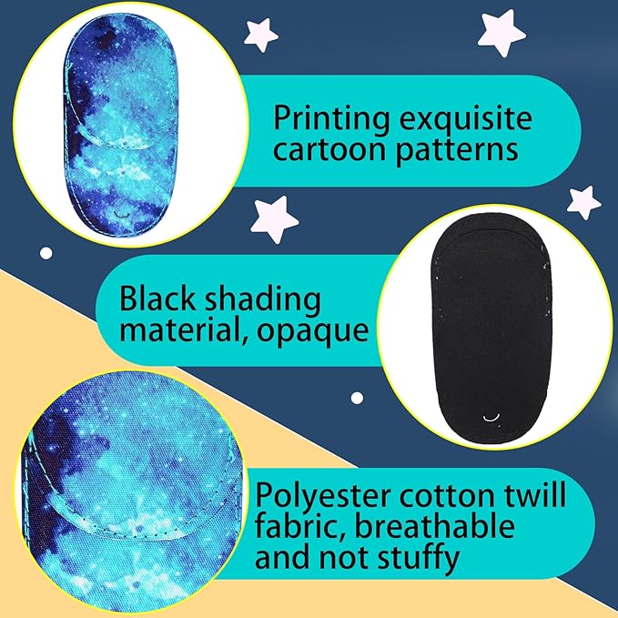 Newcotte 12 Pcs Eye Patch for Kids Girls Boys Reusable Eye Patch for Glasses over the Lens Colorful Eye Patch Toddler Eye Patch Adorable Kids Eye Patches Assorted Eye Patch Cover (Starry Sky)