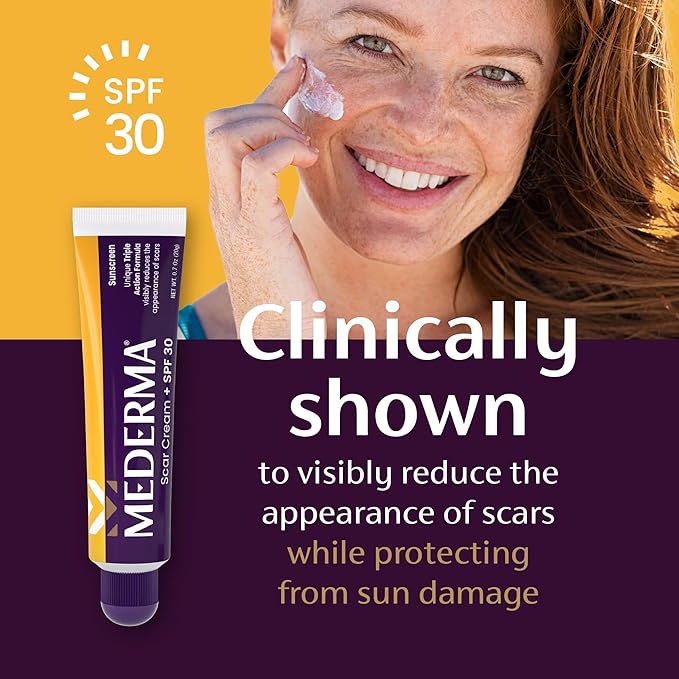 Mederma Scar Cream Plus SPF 30 - Advanced Scar Treatment, Protects from Sun Damage, Reduces Appearance of Scars from Acne, Burns, Surgery & Injury, 0.7 oz