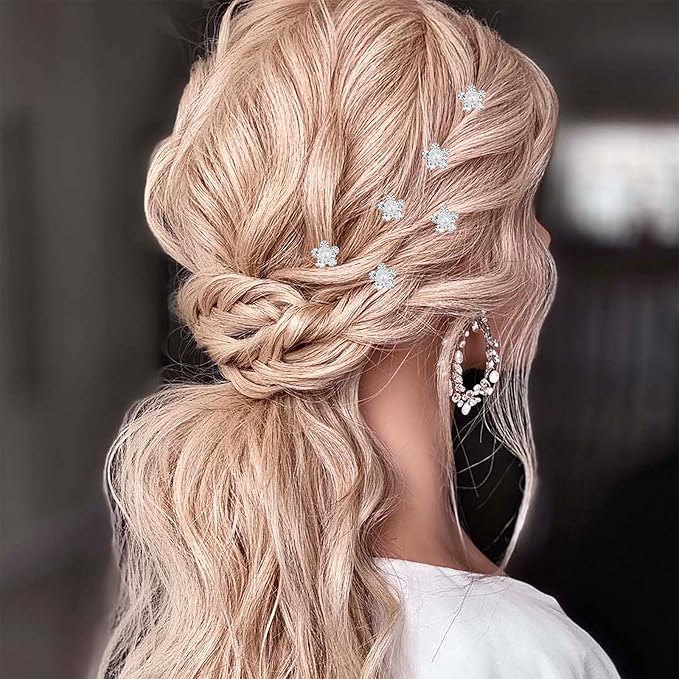 Pearl,Rhinestone Crystal Twisters Spiral Set Hair Pin Silver Coil for Wedding, Bridal, Prom, Party and Special Occasion with Clear Container (diamond)