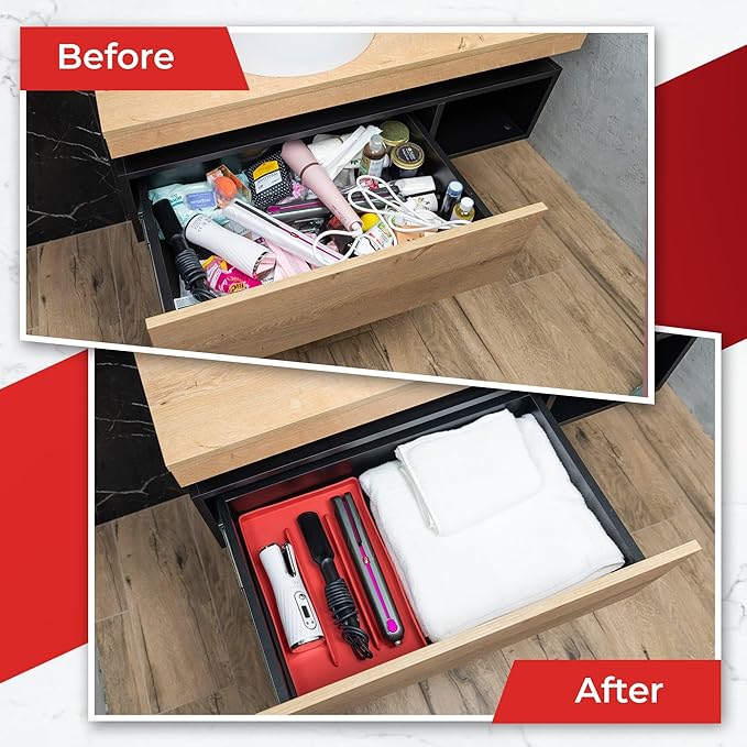 Hot Tools Organizer | Heat-Resistant Mat for Styling Tools up to 428°F | Drawer Organizer | 14.75" x 9.5" x 1"
