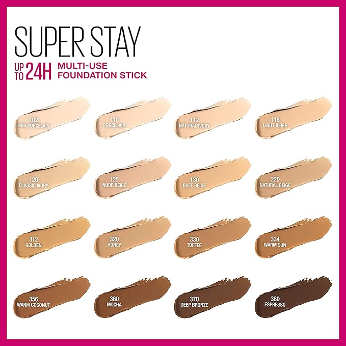 Maybelline New York Super Stay Foundation Stick for Normal To Oily Skin, Warm sun, 0.25 Ounce