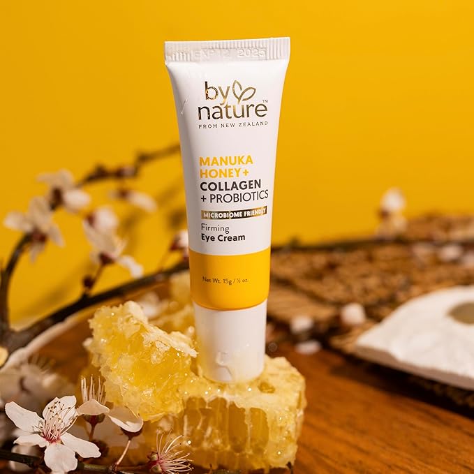 By Nature Eye Cream - Manuka Honey, Collagen, and Probiotics - Hydrating Under Eye Cream for Dark Circles - Skincare from New Zealand - .5oz
